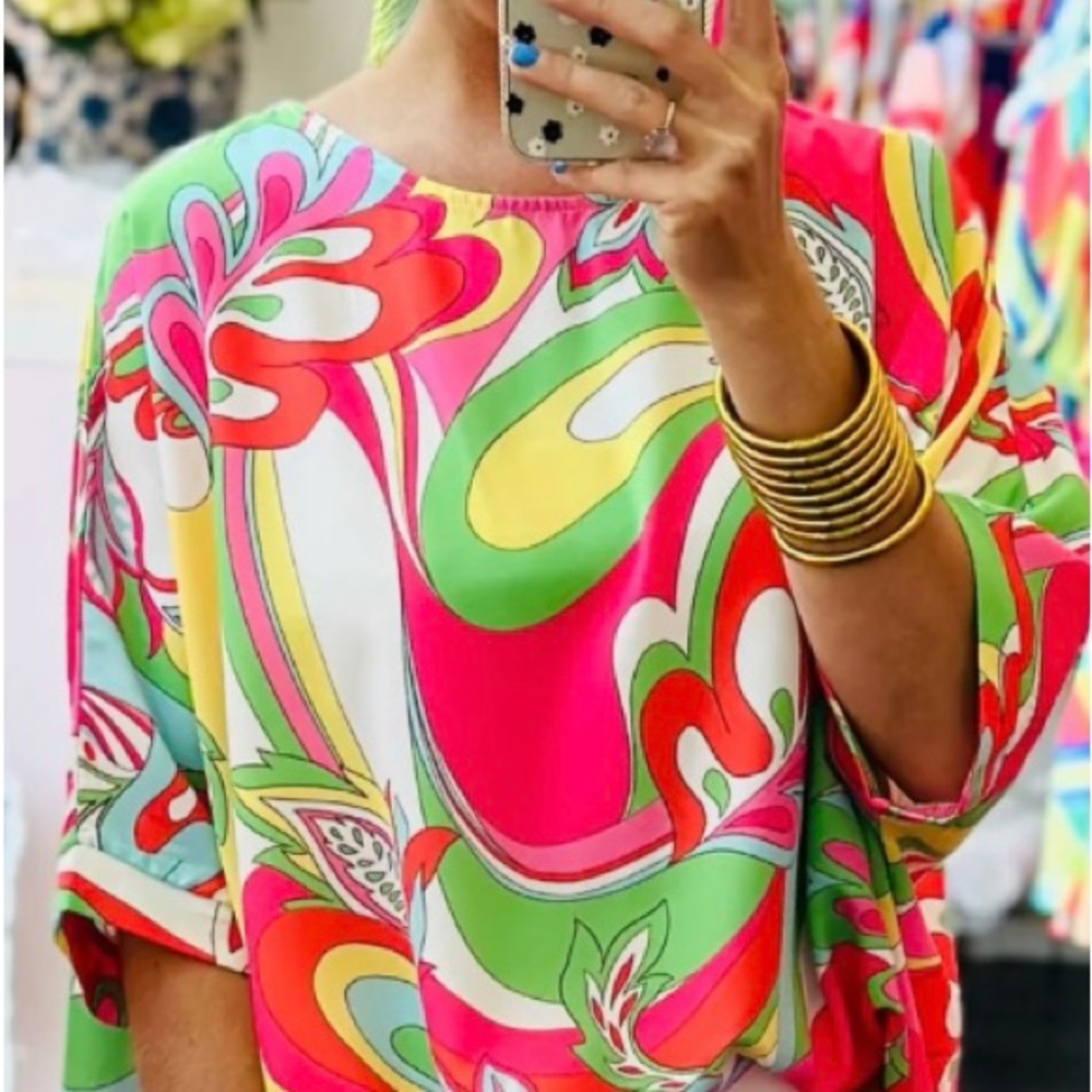 Abstract Colors Oversized Boutique Top
